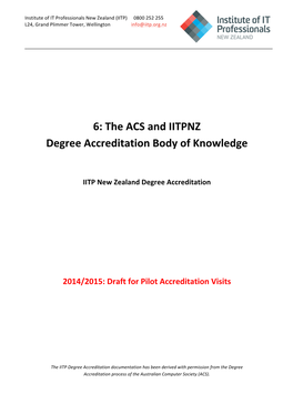 The ACS and IITPNZ Degree Accreditation Body of Knowledge