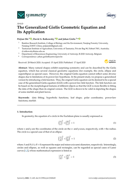 The Generalized Gielis Geometric Equation and Its Application