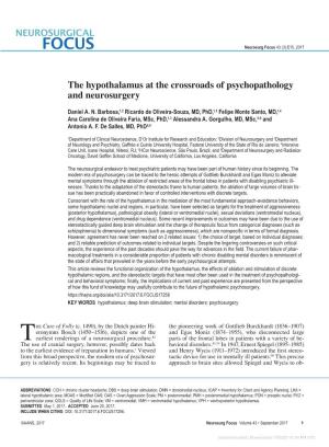 The Hypothalamus at the Crossroads of Psychopathology and Neurosurgery