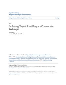 Evaluating Trophic Rewilding As a Conservation Technique Aaron Sieve Augustana College, Rock Island Illinois