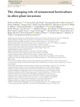 The Changing Role of Ornamental Horticulture in Alien Plant Invasions