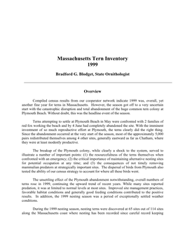 Massachusetts Tern Inventory 1999