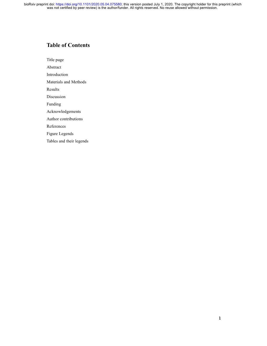 Table of Contents