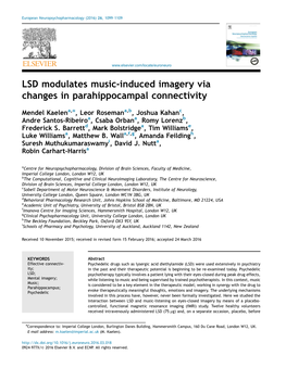 LSD Modulates Music-Induced Imagery Via Changes in Parahippocampal Connectivity