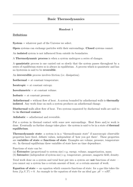 Basic Thermodynamics