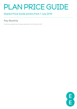 PLAN PRICE GUIDE Shared Price Guide Joiners from 1 July 2015