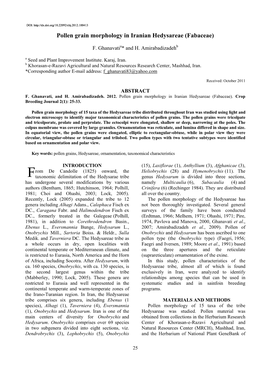 Pollen Grain Morphology in Iranian Hedysareae (Fabaceae)