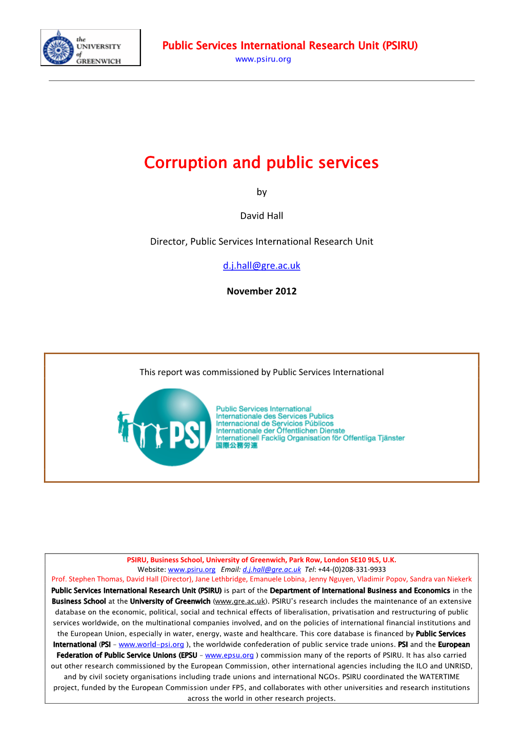 Corruption and Public Services