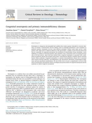 Congenital Neutropenia and Primary Immunodeficiency Diseases
