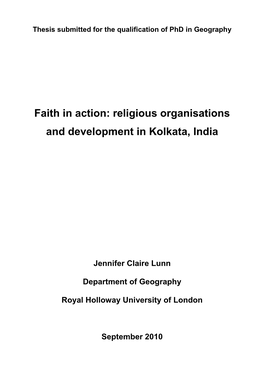 Faith in Action: Religious Organisations and Development in Kolkata, India