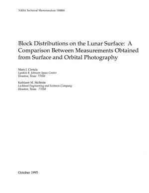 Block Distributions on the Lunar Surface: a Comparison Between Measurements Obtained from Surface and Orbital Photography