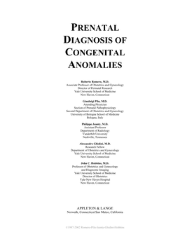 Prenatal Diagnosis of Congenital Anomalies