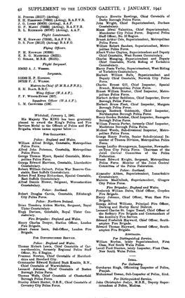 42 SUPPLEMENT to the LONDON GAZETTE, I JANUARY, 1941