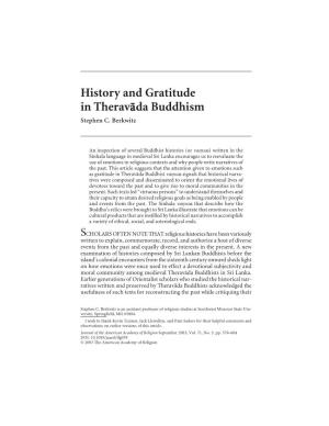 History and Gratitude in Theravada Buddhism Stephen C