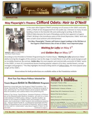 May Playwright's Theatre: Clifford Odets: Heir to O'neill