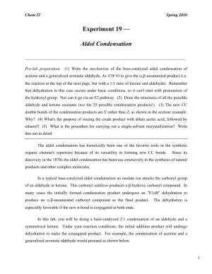 Experiment 19 — Aldol Condensation