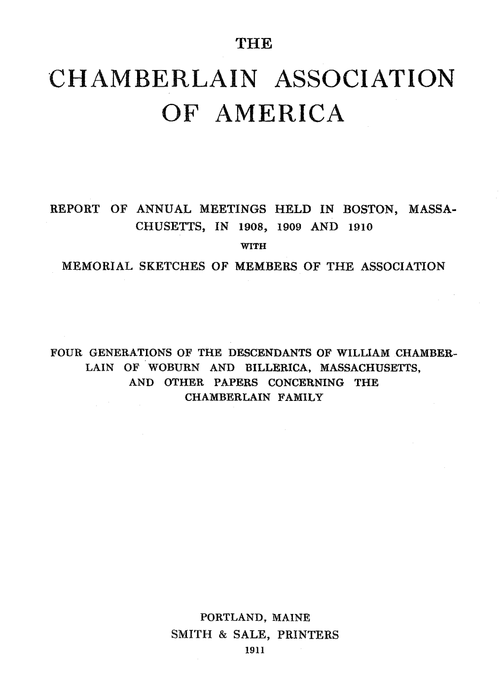 ·Chamberlain Association of America