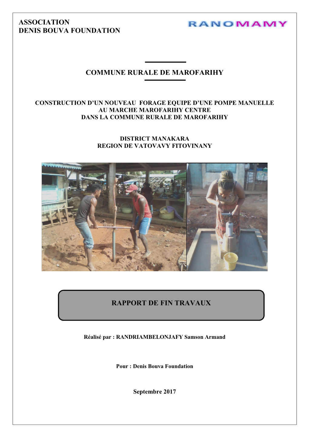 Commune Rurale De Marofarihy Rapport De Fin