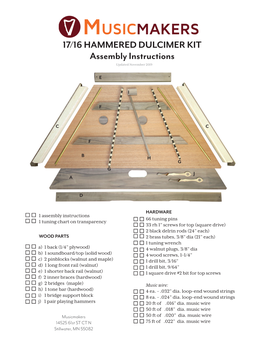 17/16 HAMMERED DULCIMER KIT Assembly Instructions Updated November 2019