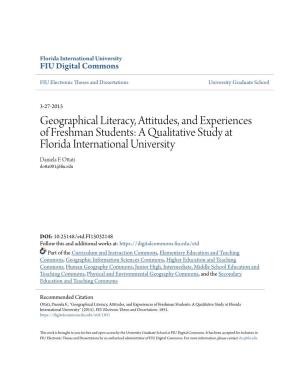 Geographical Literacy, Attitudes, and Experiences of Freshman Students: a Qualitative Study at Florida International University Daniela F