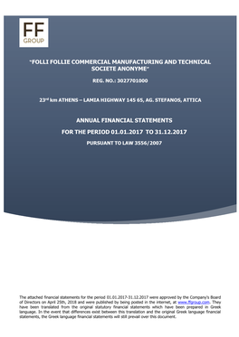 Folli Follie Commercial Manufacturing and Technical Societe Anonyme”