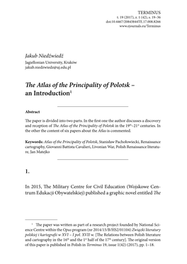 The Atlas of the Principality of Polotsk – an Introduction1