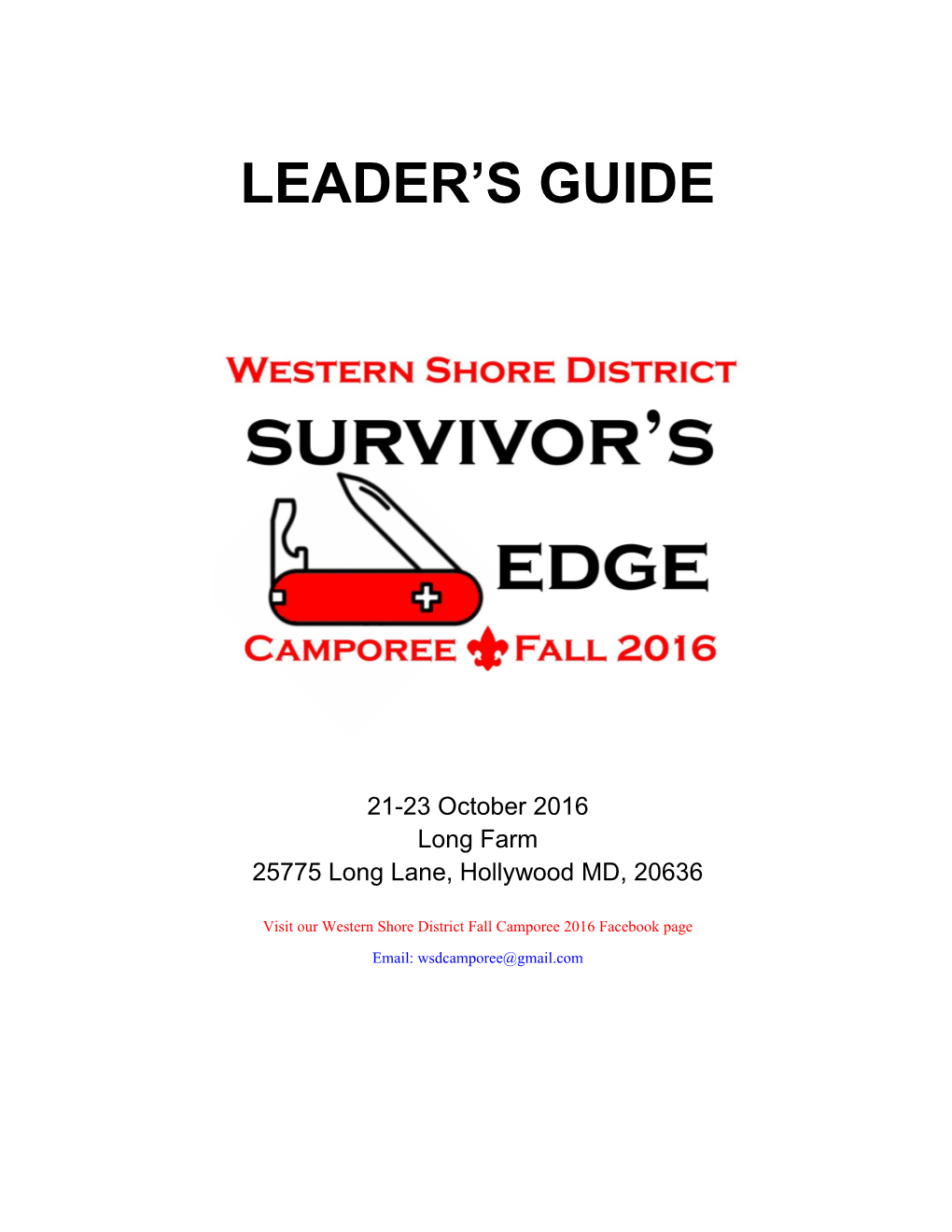 2014-08-13 Fall Camporee Leaders Guide