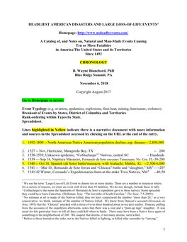 1 Deadliest American Disasters and Large Loss