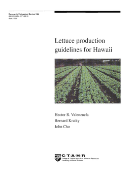 Lettuce Production Guidelines for Hawaii