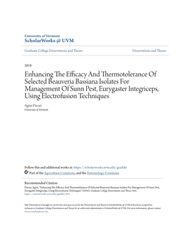 Enhancing the Efficacy and Thermotolerance of Selected Beauveria Bassiana Isolates for Management of Sunn Pest, Eurygaster Integ