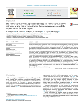 The Suprascapular Vein: a Possible Etiology for Suprascapular Nerve