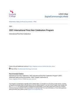 2001 International Pinot Noir Celebration Program