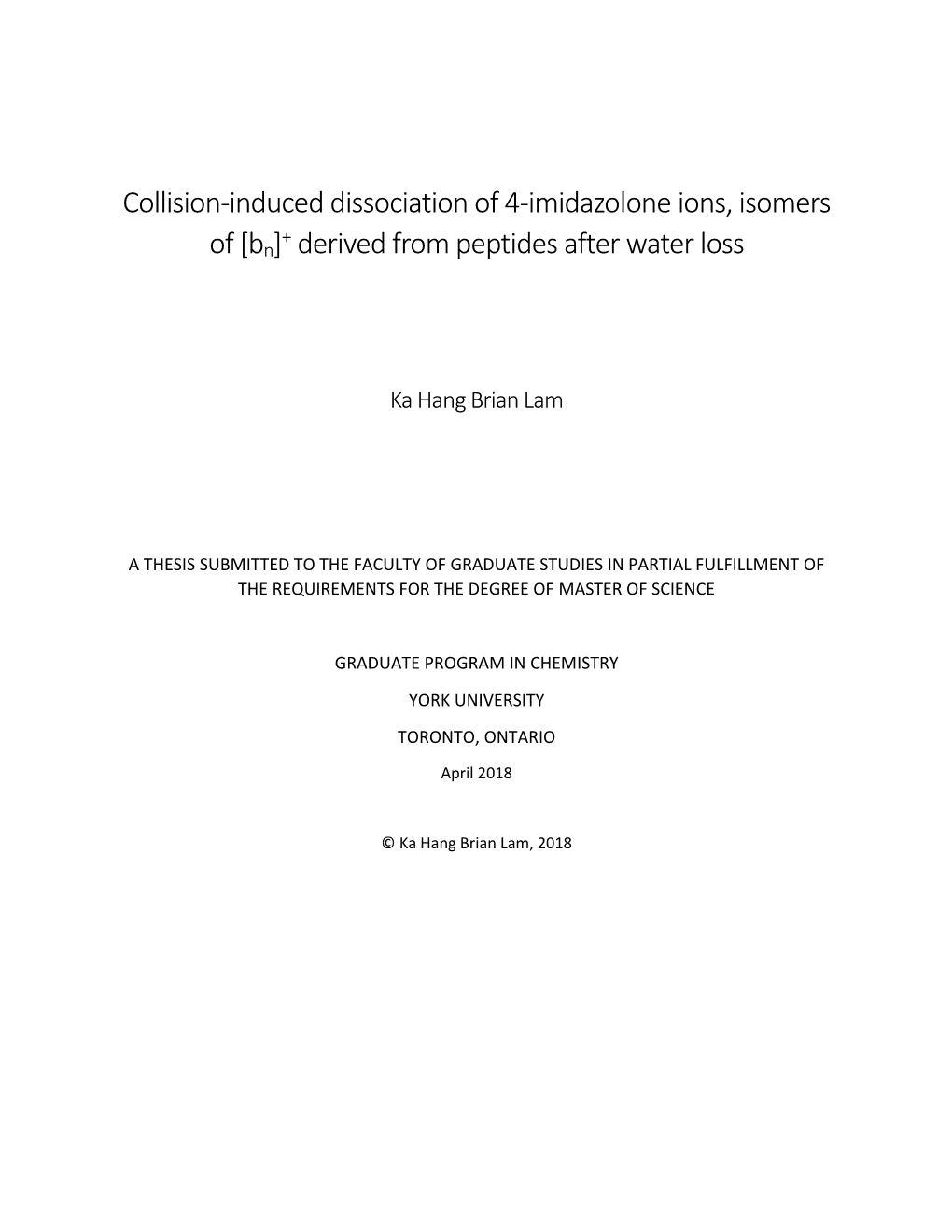 Collision-Induced Dissociation of 4-Imidazolone Ions, Isomers of [Bn