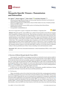 Mosquito-Specific Viruses—Transmission and Interaction