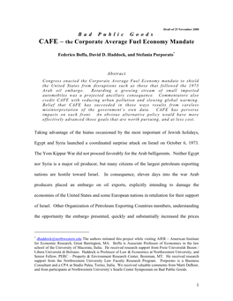 CAFE – the Corporate Average Fuel Economy Mandate