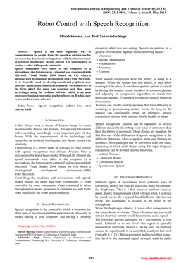 Robot Control with Speech Recognition