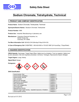 Sodium Chromate, Tetrahydrate, Technical