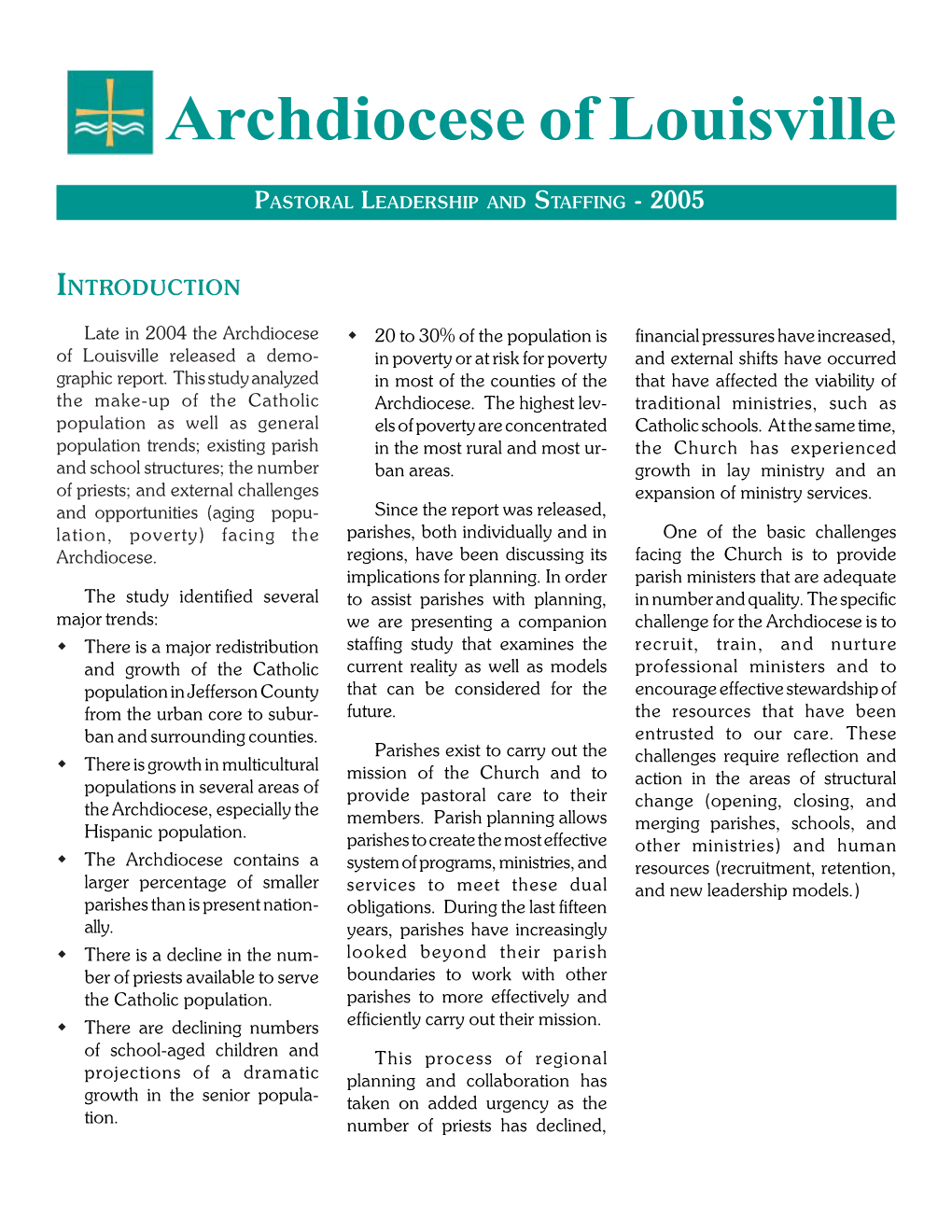 Pastoral Leadership and Staffing - 2005