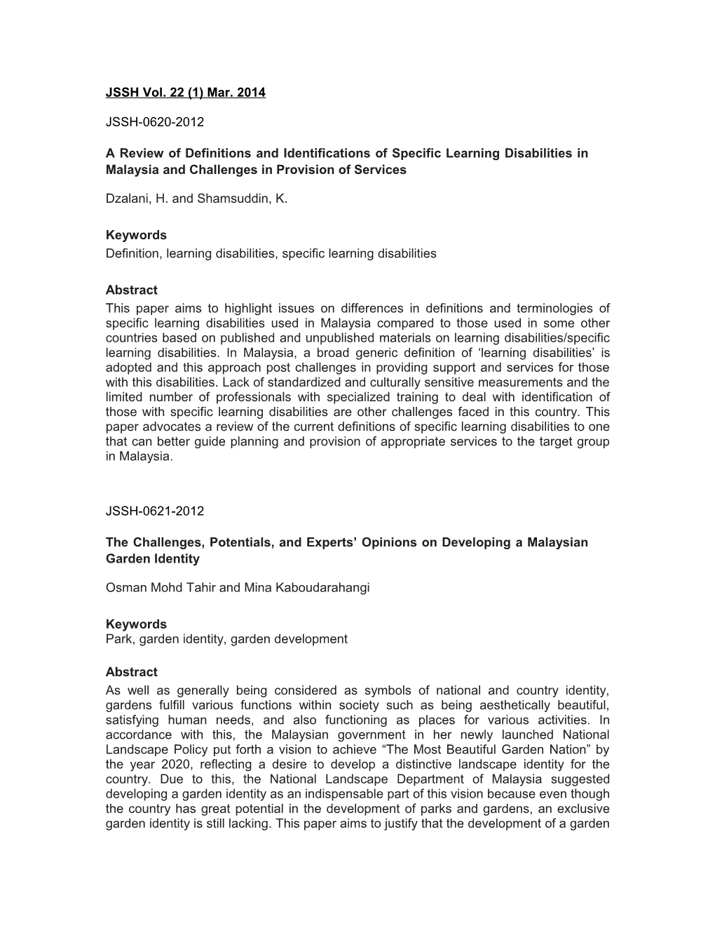 A Review of Definitions and Identifications of Specific Learning Disabilities in Malaysia