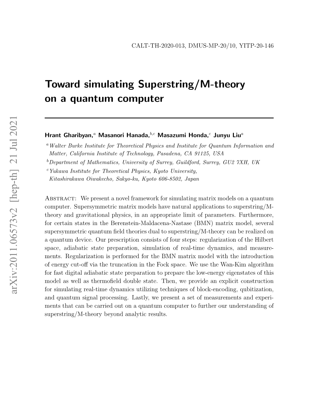 Toward Simulating Superstring/M-Theory on a Quantum Computer