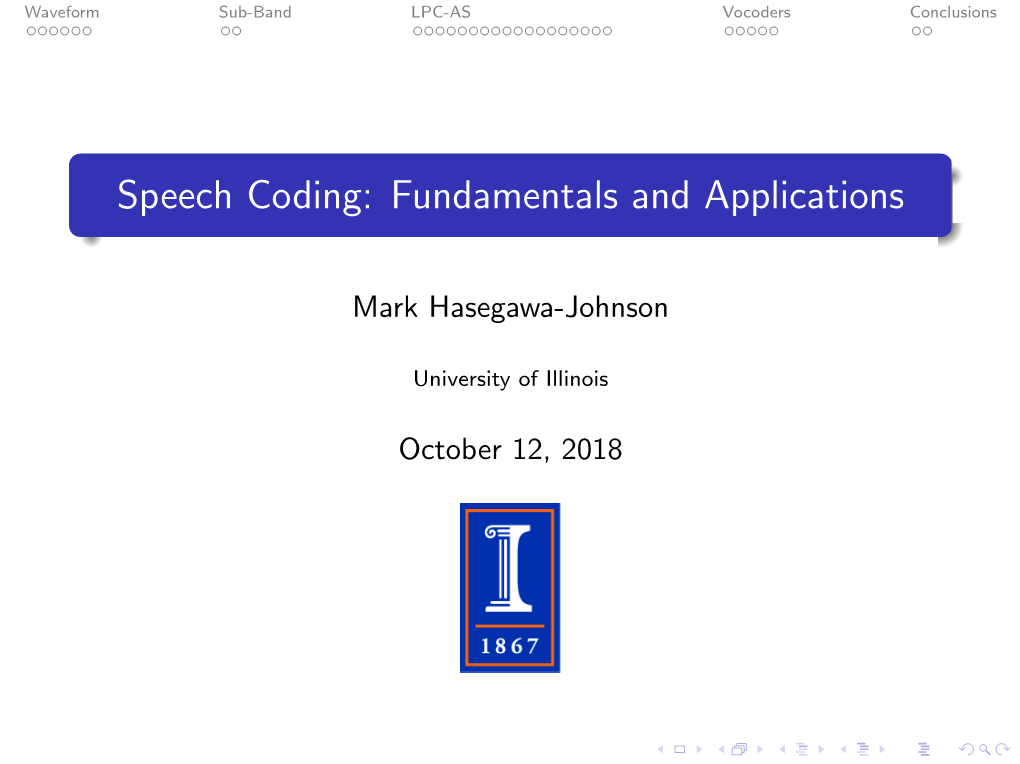 Speech Coding: Fundamentals and Applications