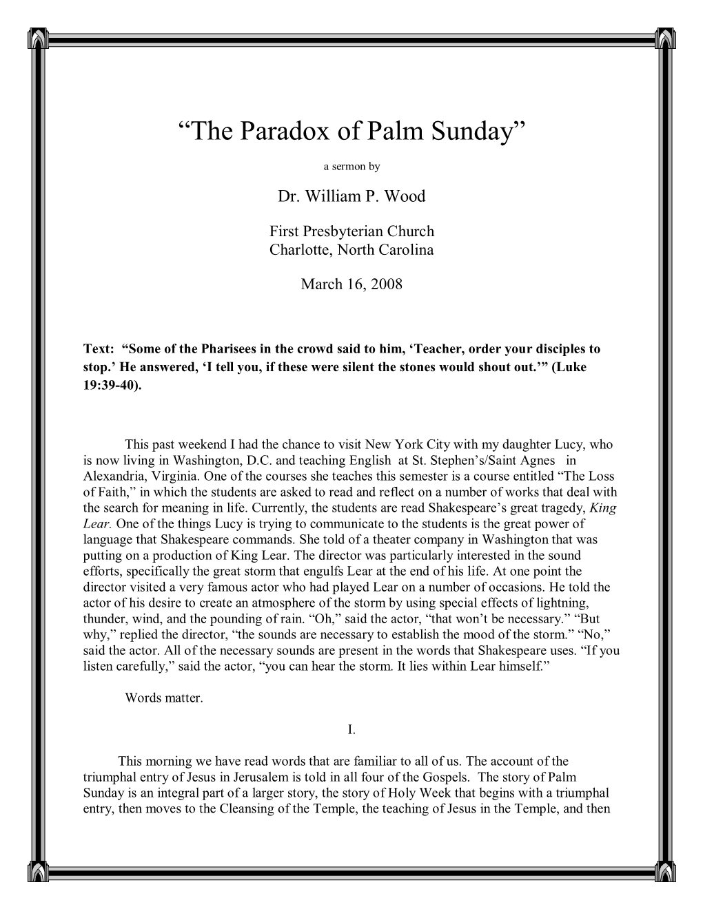 “The Paradox of Palm Sunday”