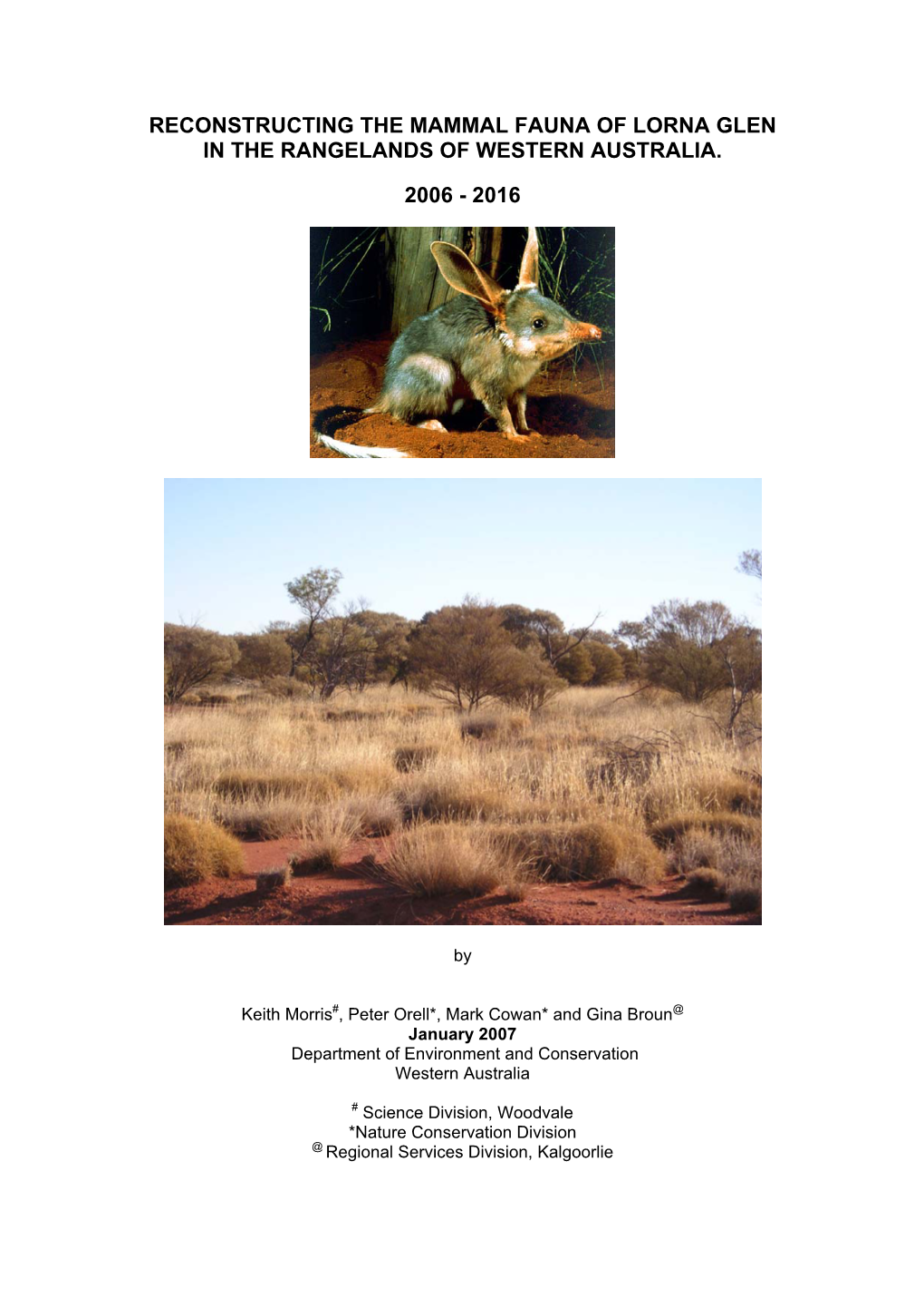 Reconstructing the Mammal Fauna of Lorna Glen in the Rangelands of Western Australia