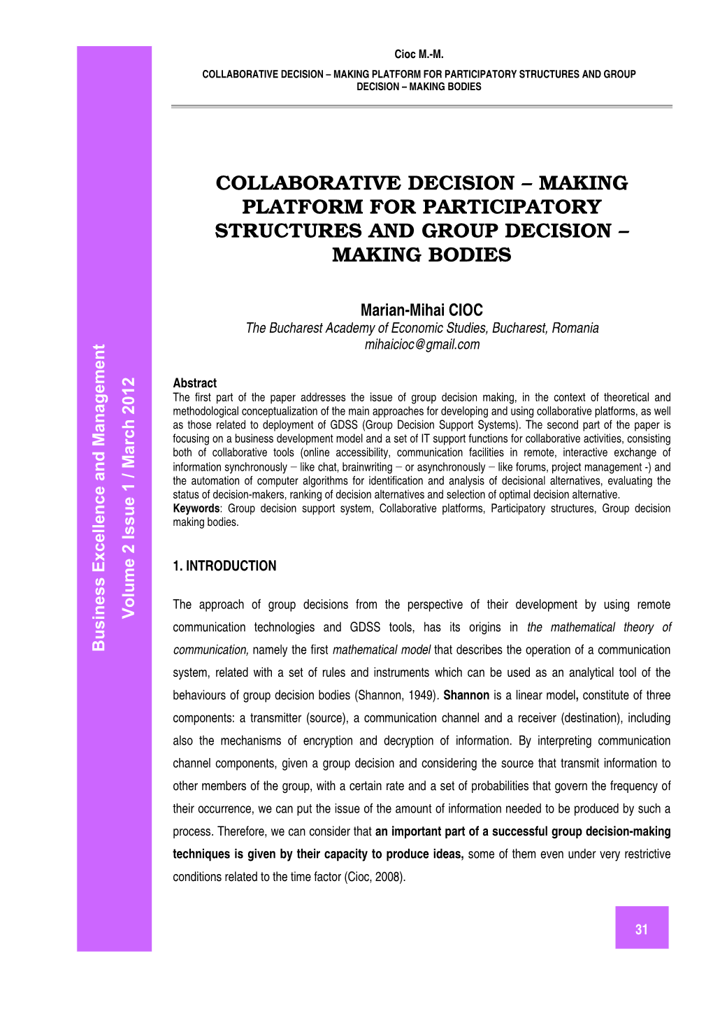 Making Platform for Participatory Structures and Group Decision – Making Bodies