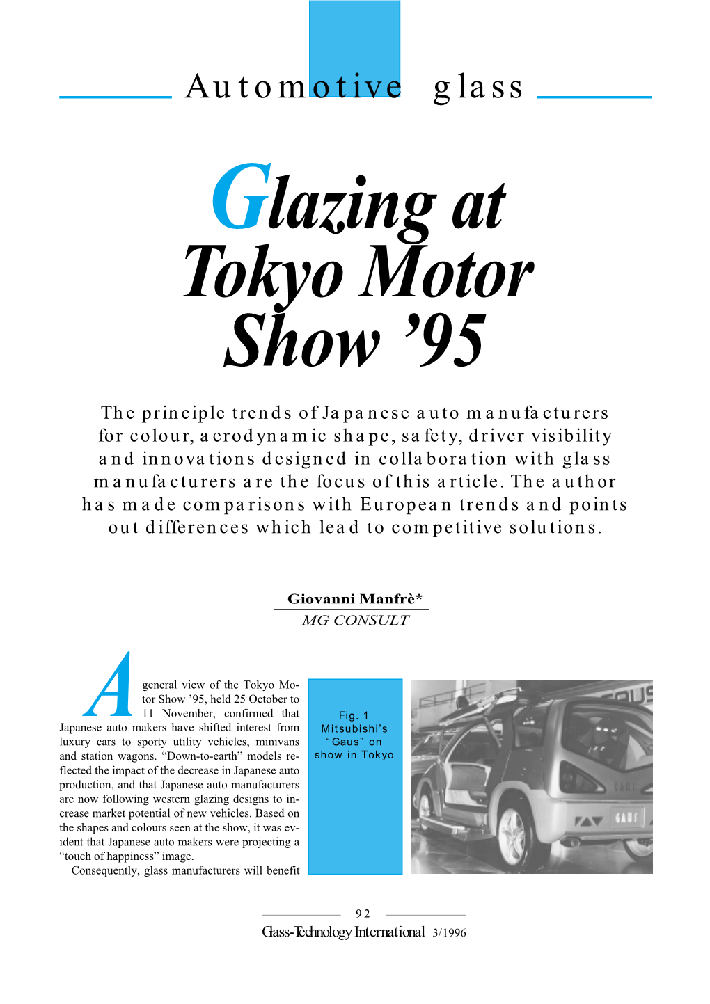Glazing at Tokyo Motor Show ’95