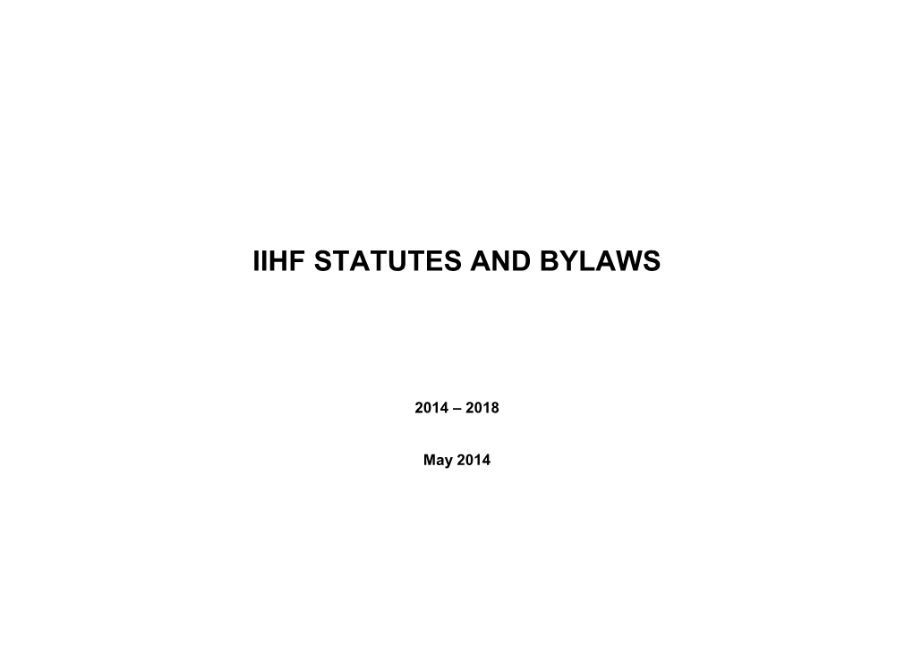 Iihf Statutes and Bylaws