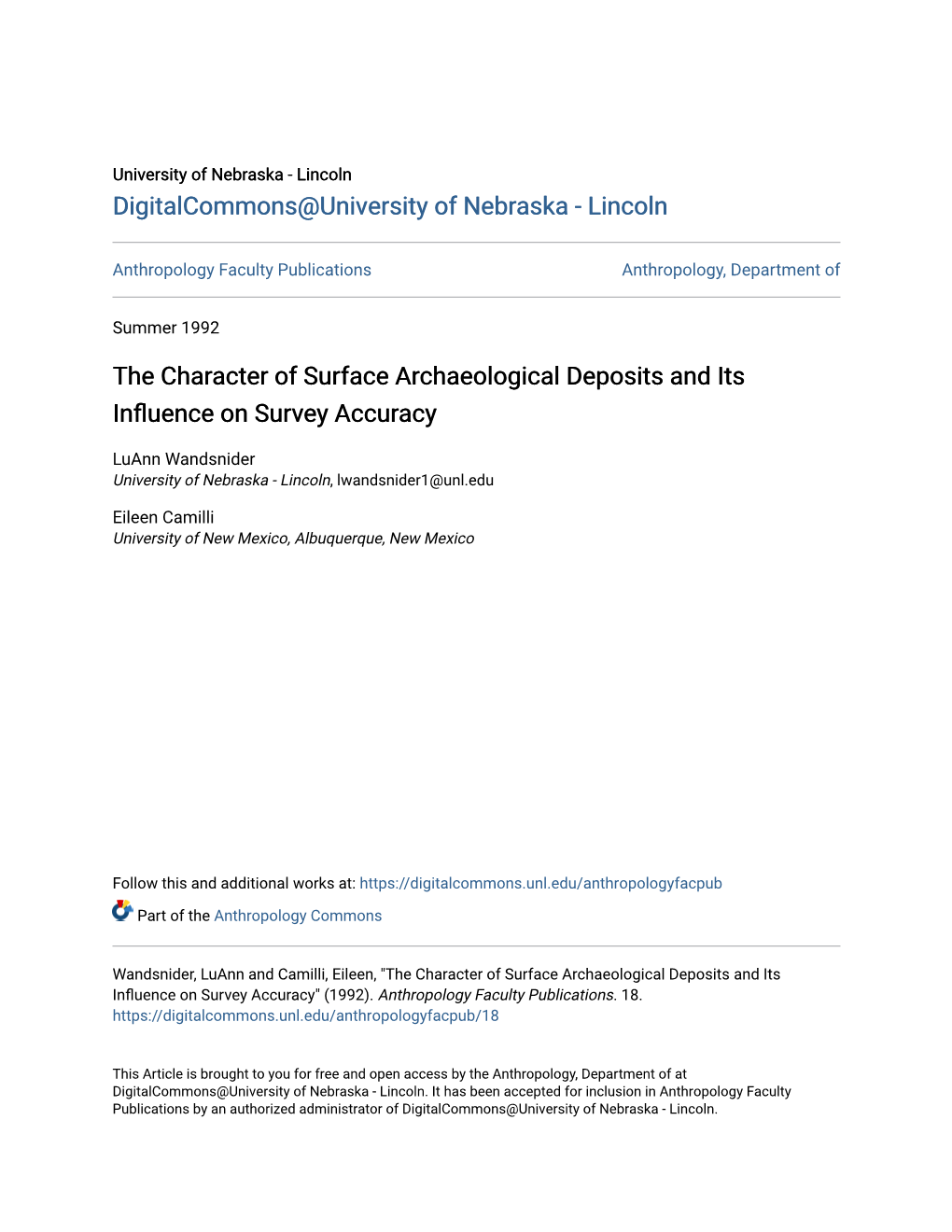 The Character of Surface Archaeological Deposits and Its Influence on Survey Accuracy