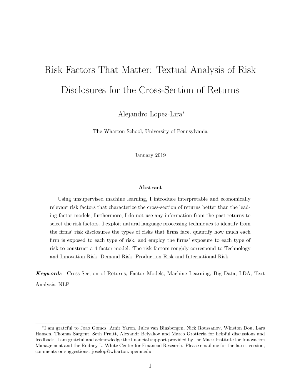 Textual Analysis of Risk Disclosures for the Cross-Section of Returns