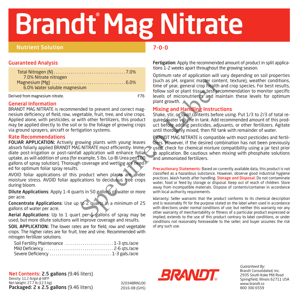 Brandt® Mag Nitrate Nutrient Solution 7-0-0