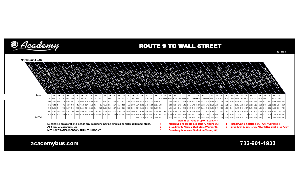 Route 9 to Wall Street 9/13/21